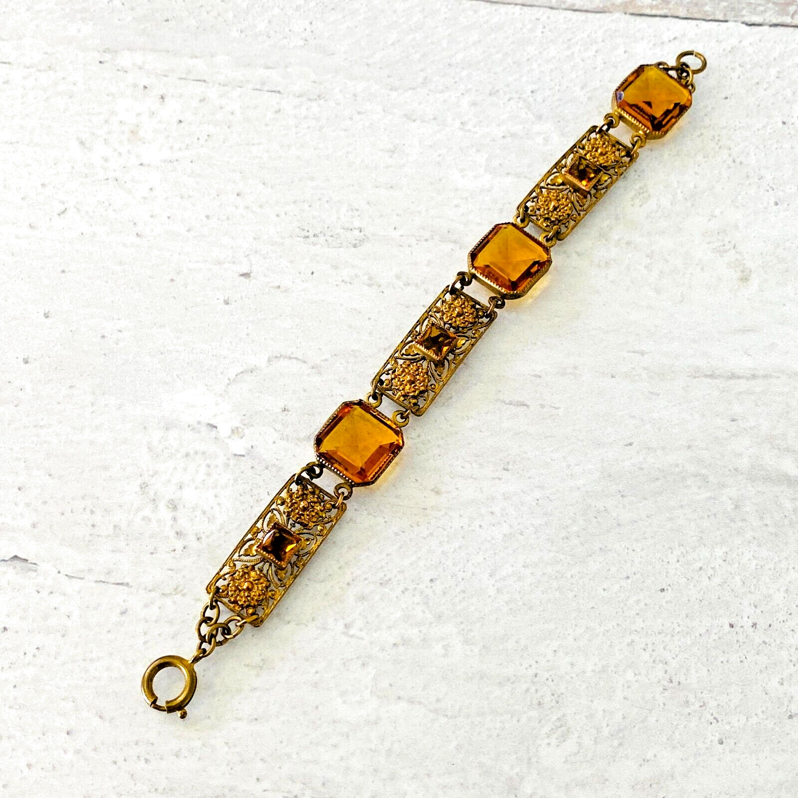 Czech Glass Filigree Link Bracelet