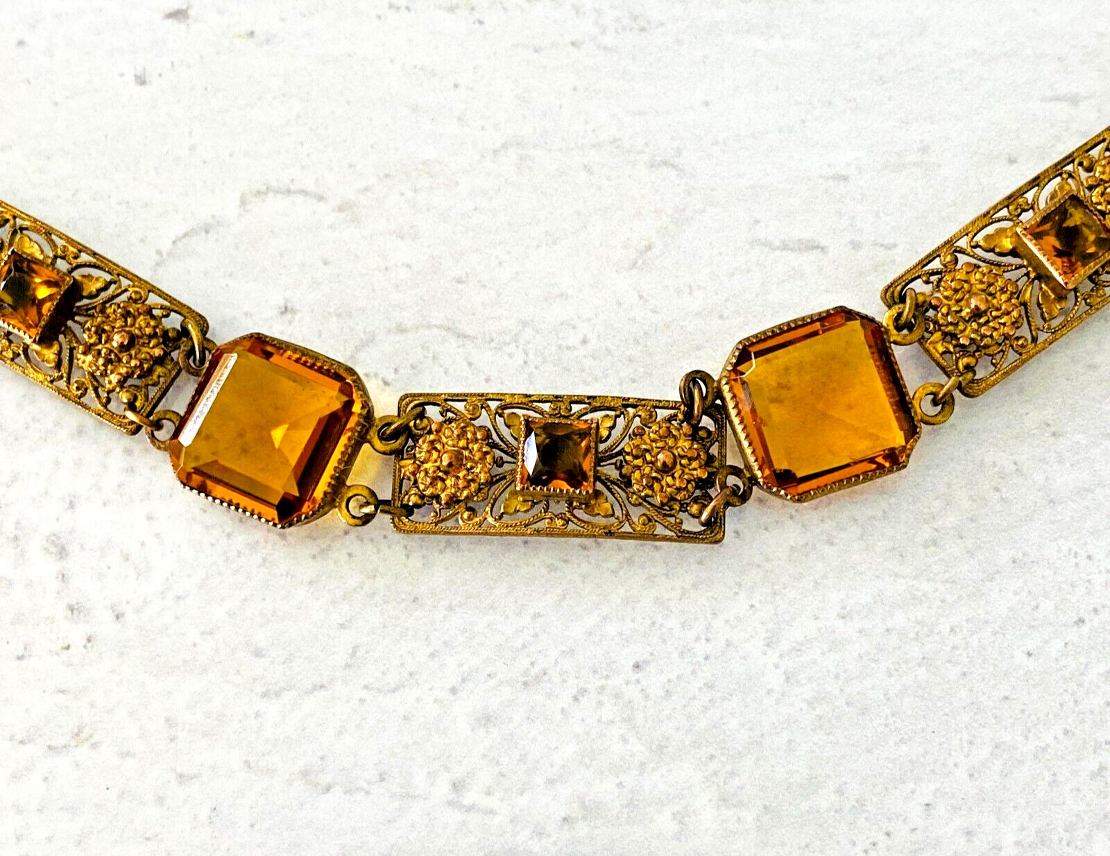 Czech Glass Filigree Link Bracelet