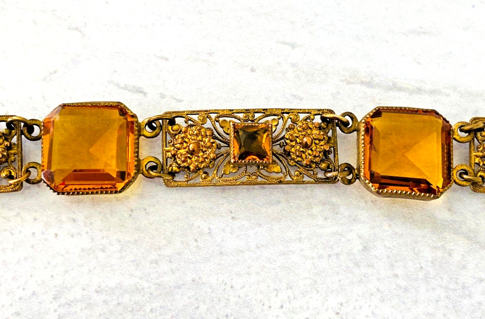 Czech Glass Filigree Link Bracelet