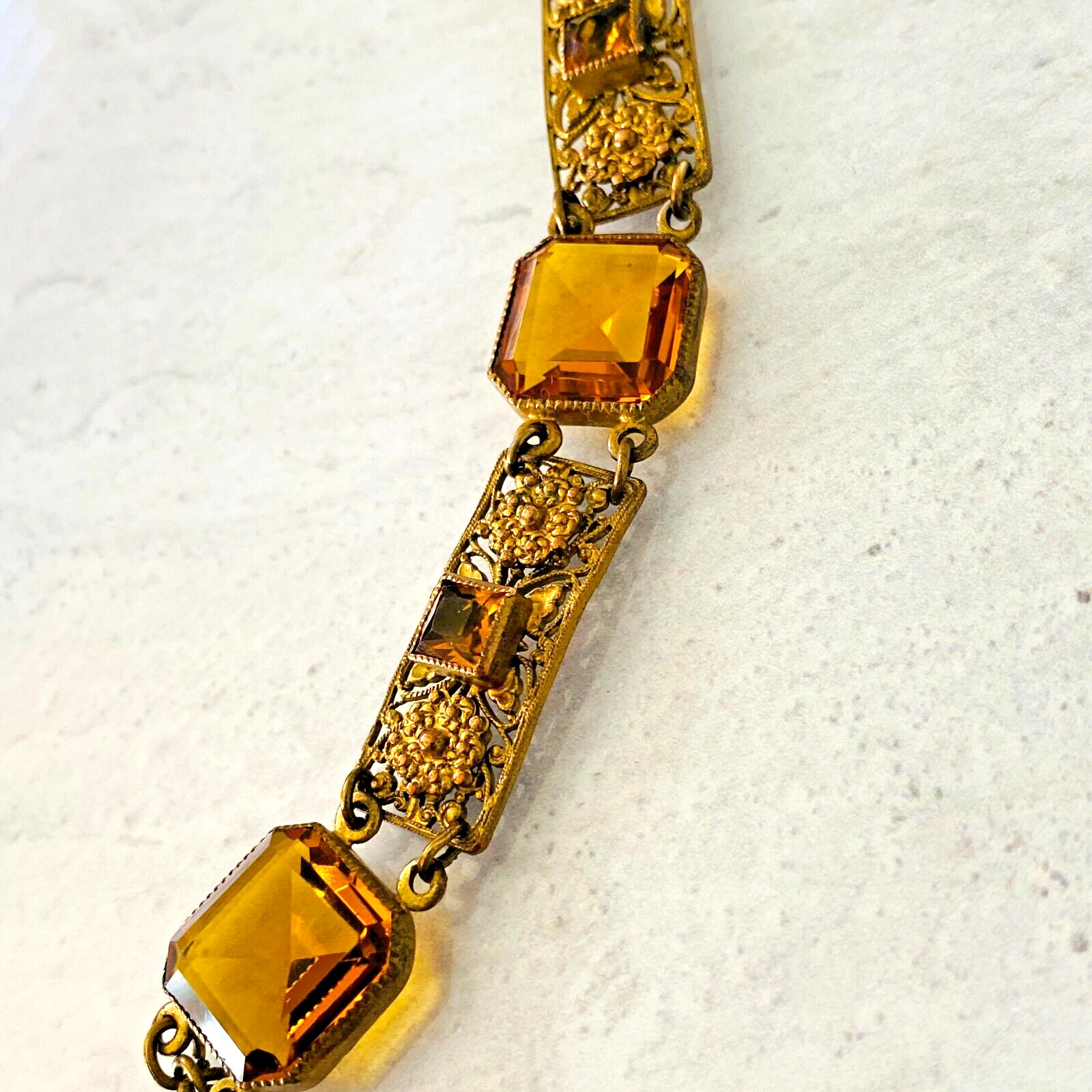 Czech Glass Filigree Link Bracelet