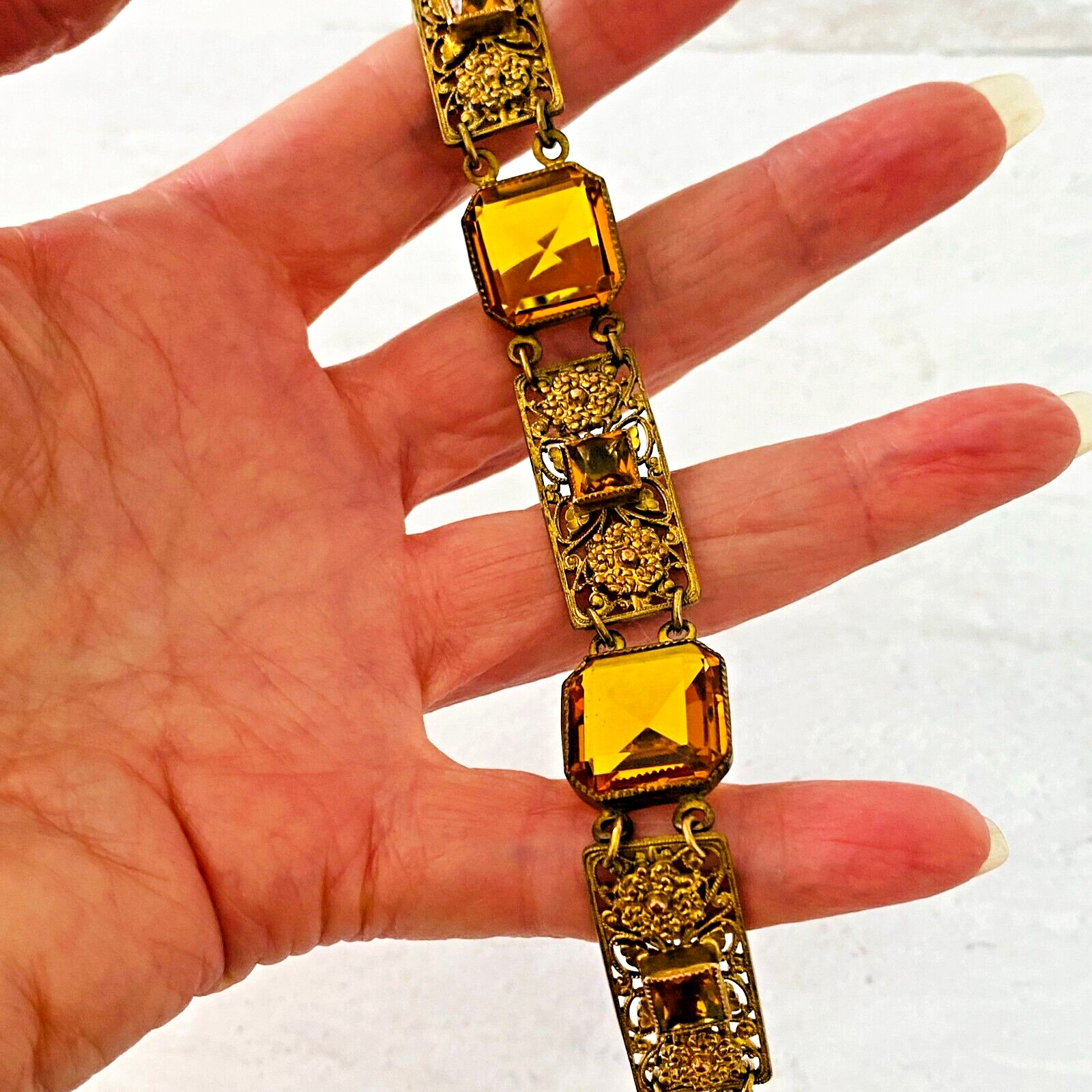 Czech Glass Filigree Link Bracelet