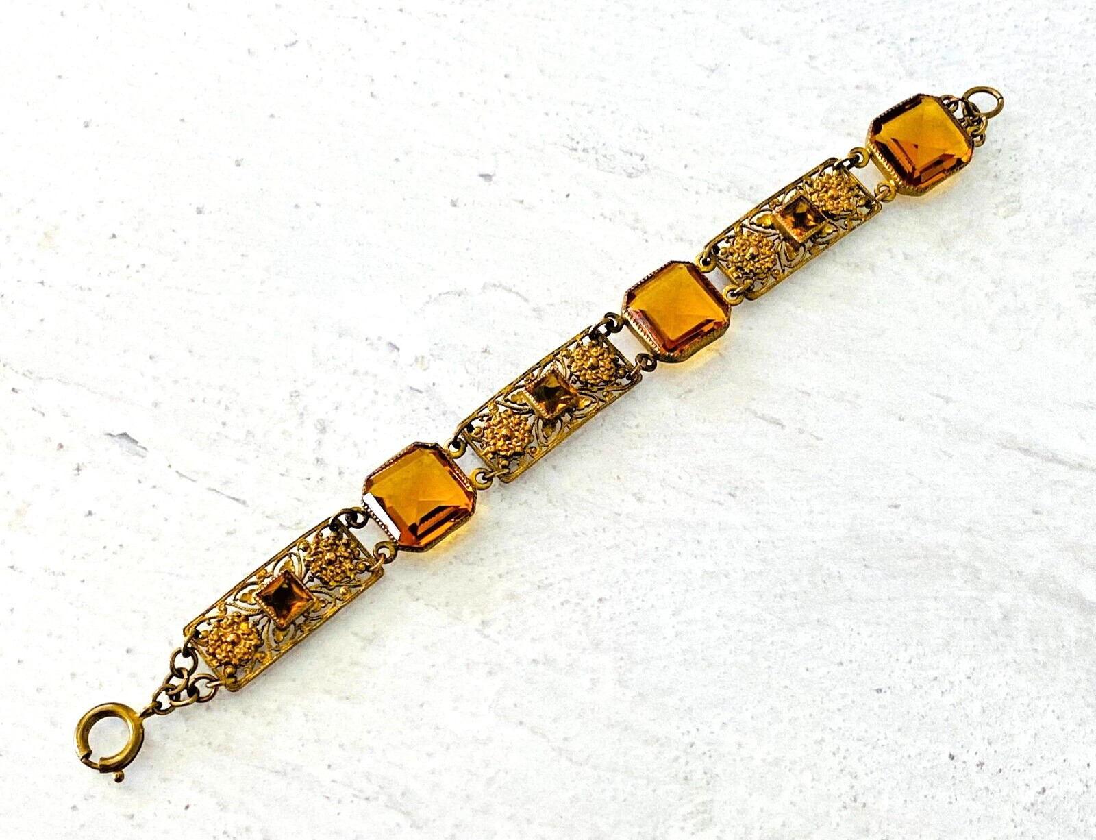 Czech Glass Filigree Link Bracelet