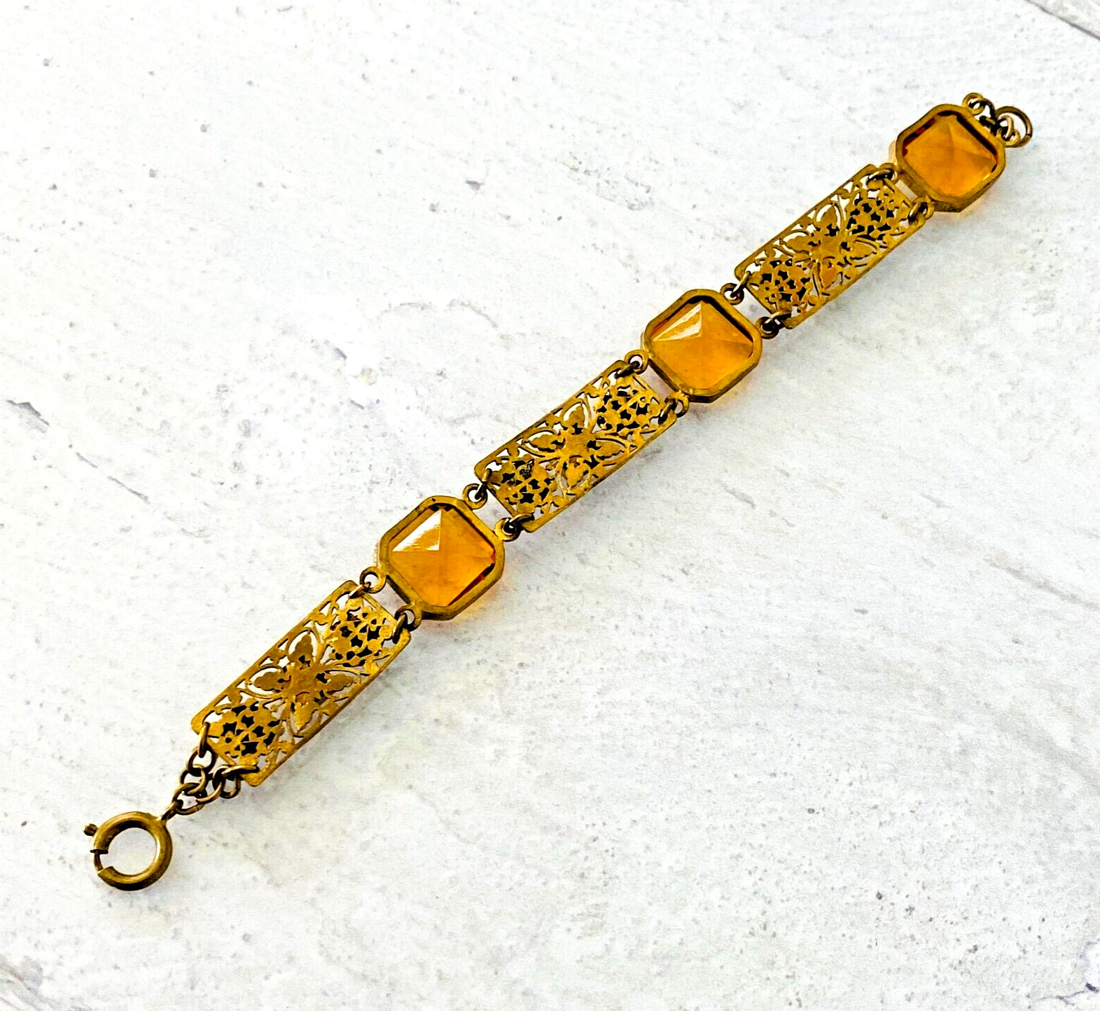 Czech Glass Filigree Link Bracelet