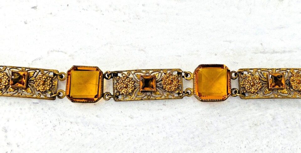 Czech Glass Filigree Link Bracelet