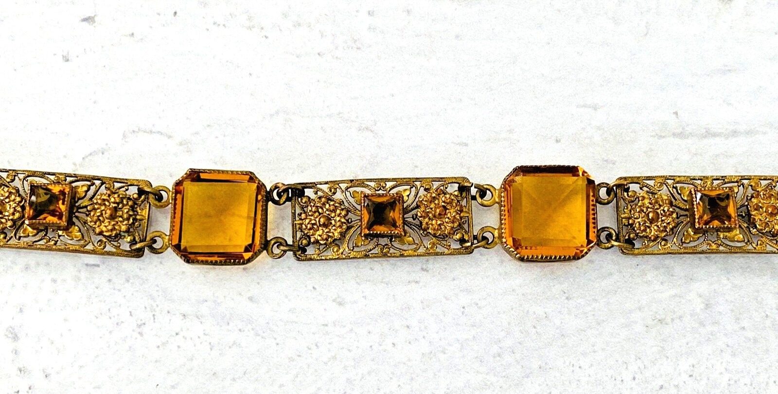 Czech Glass Filigree Link Bracelet
