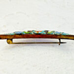 Micro Mosaic Crescent Moon Brooch Signed FAP Italy
