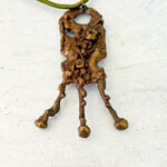 Vintage Massive Size Modernist Brutalist Bronze Copper Brass Pendant Necklace