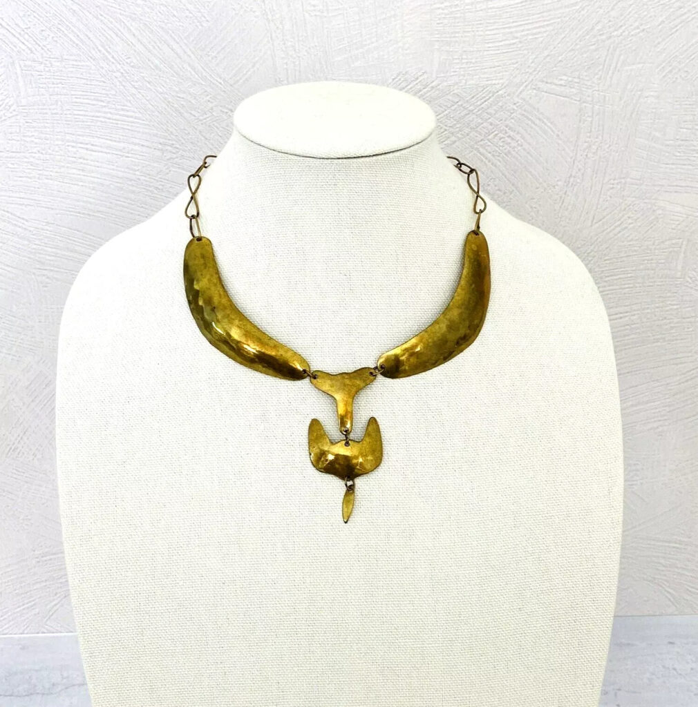 Vintage Modernist Brass Collar Necklace