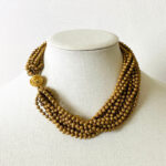 Vintage 12 Strand Textured Ball Chain Torsade Necklace - Gilded Metal