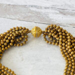 Vintage 12 Strand Textured Ball Chain Torsade Necklace - Gilded Metal