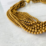 Vintage 12 Strand Textured Ball Chain Torsade Necklace - Gilded Metal