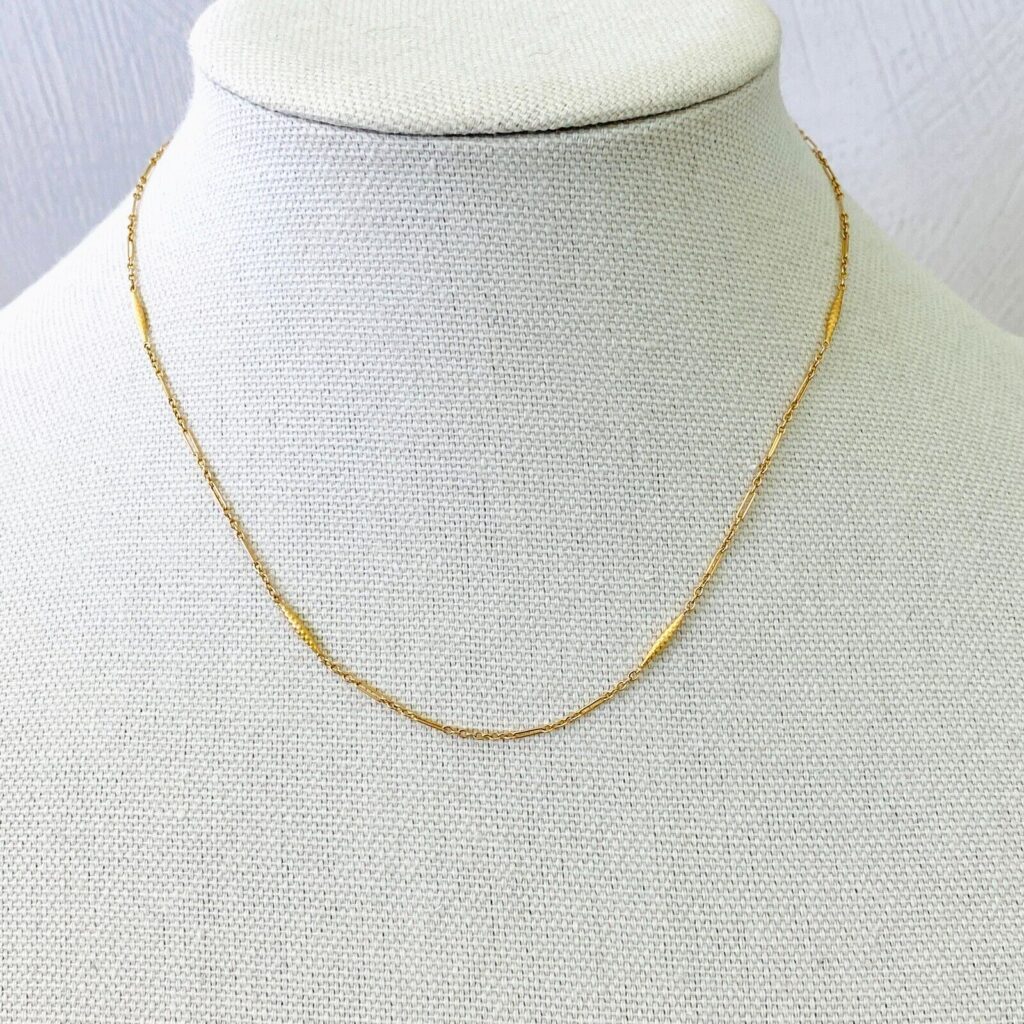 Delicate Solid 14k Gold Bar Chain Necklace