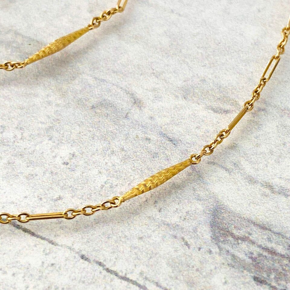 Delicate Solid 14k Gold Bar Chain Necklace