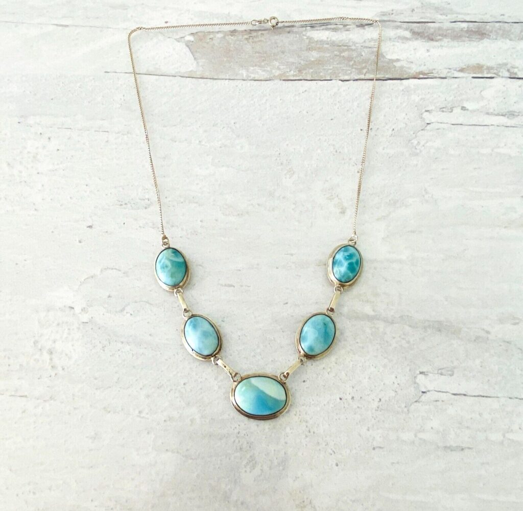 Larimar Cabochons Necklace 925