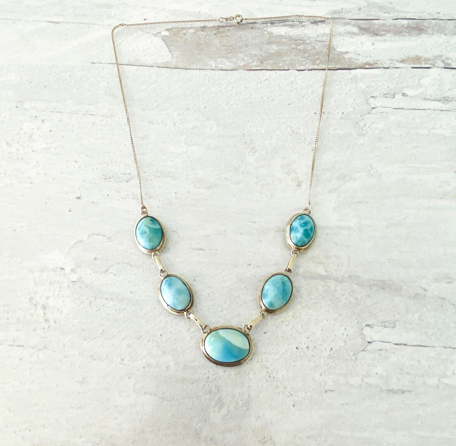 Larimar Cabochons Necklace 925