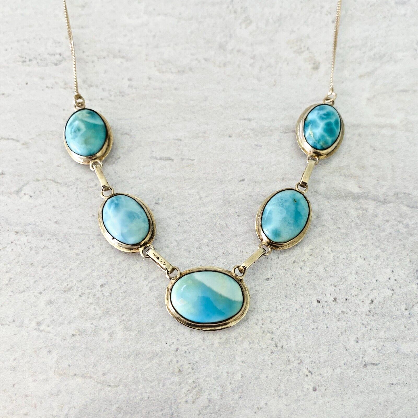 Larimar Cabochons Necklace 925