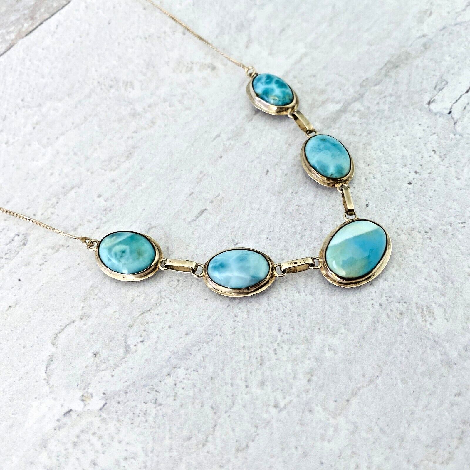 Larimar Cabochons Necklace 925