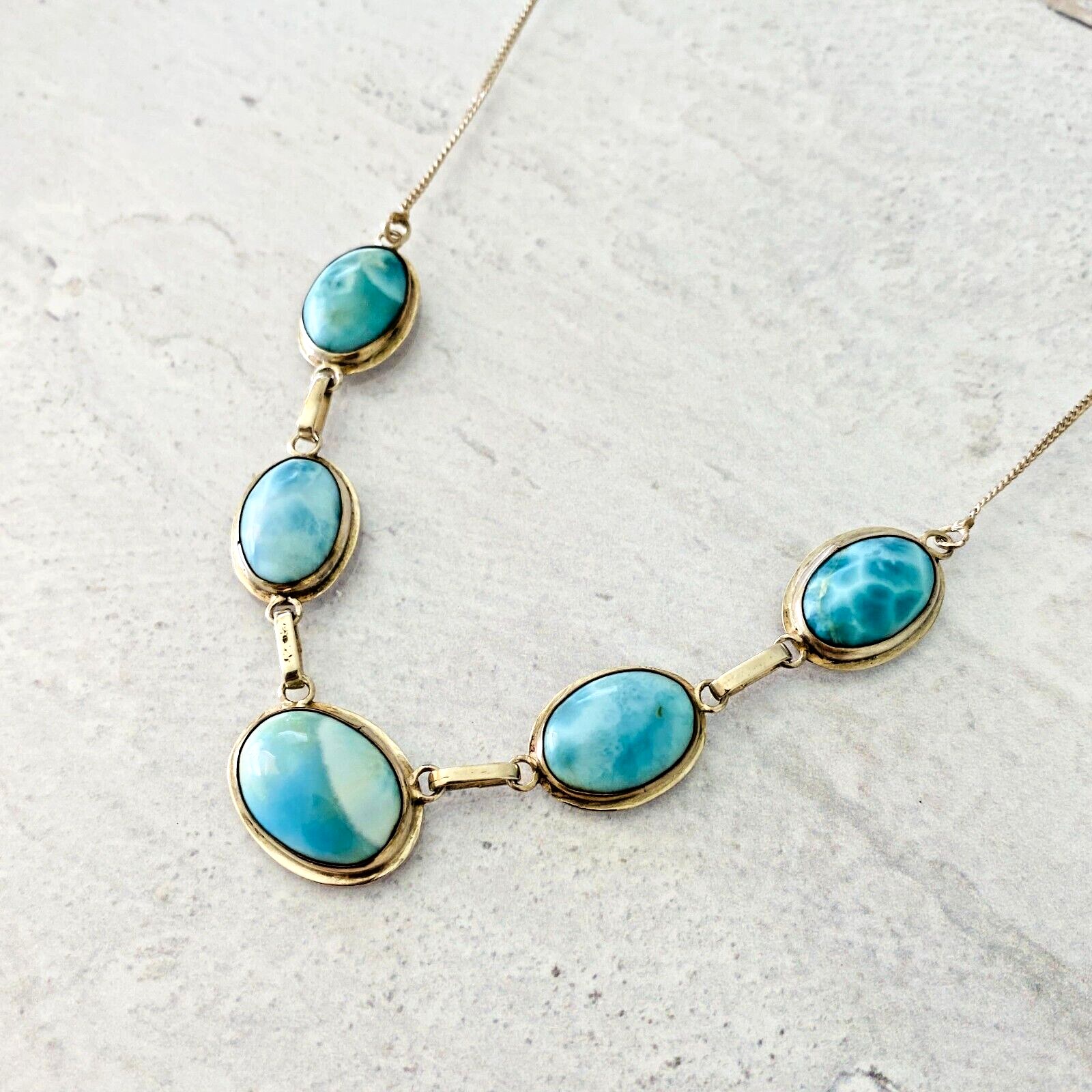 Larimar Cabochons Necklace 925