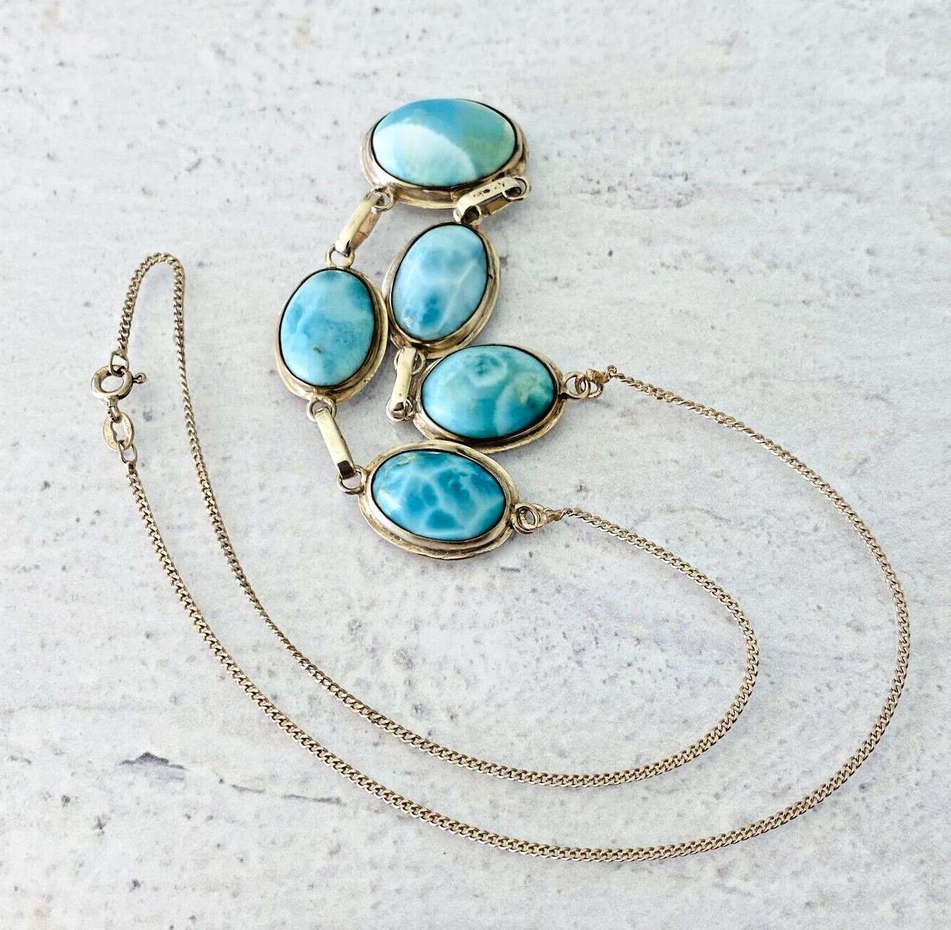 Larimar Cabochons Necklace 925
