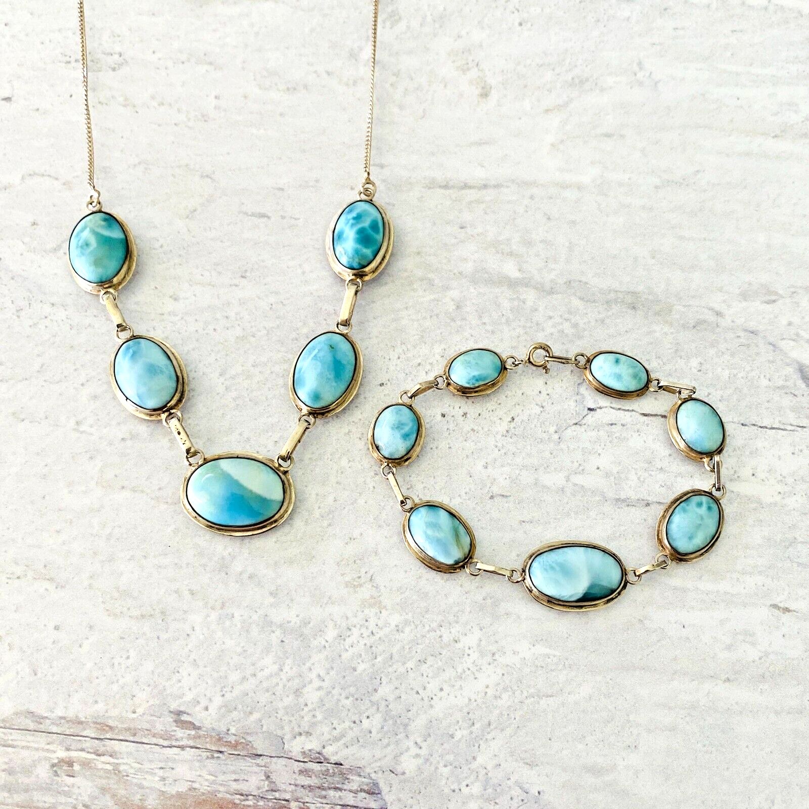 Larimar Cabochons Necklace 925