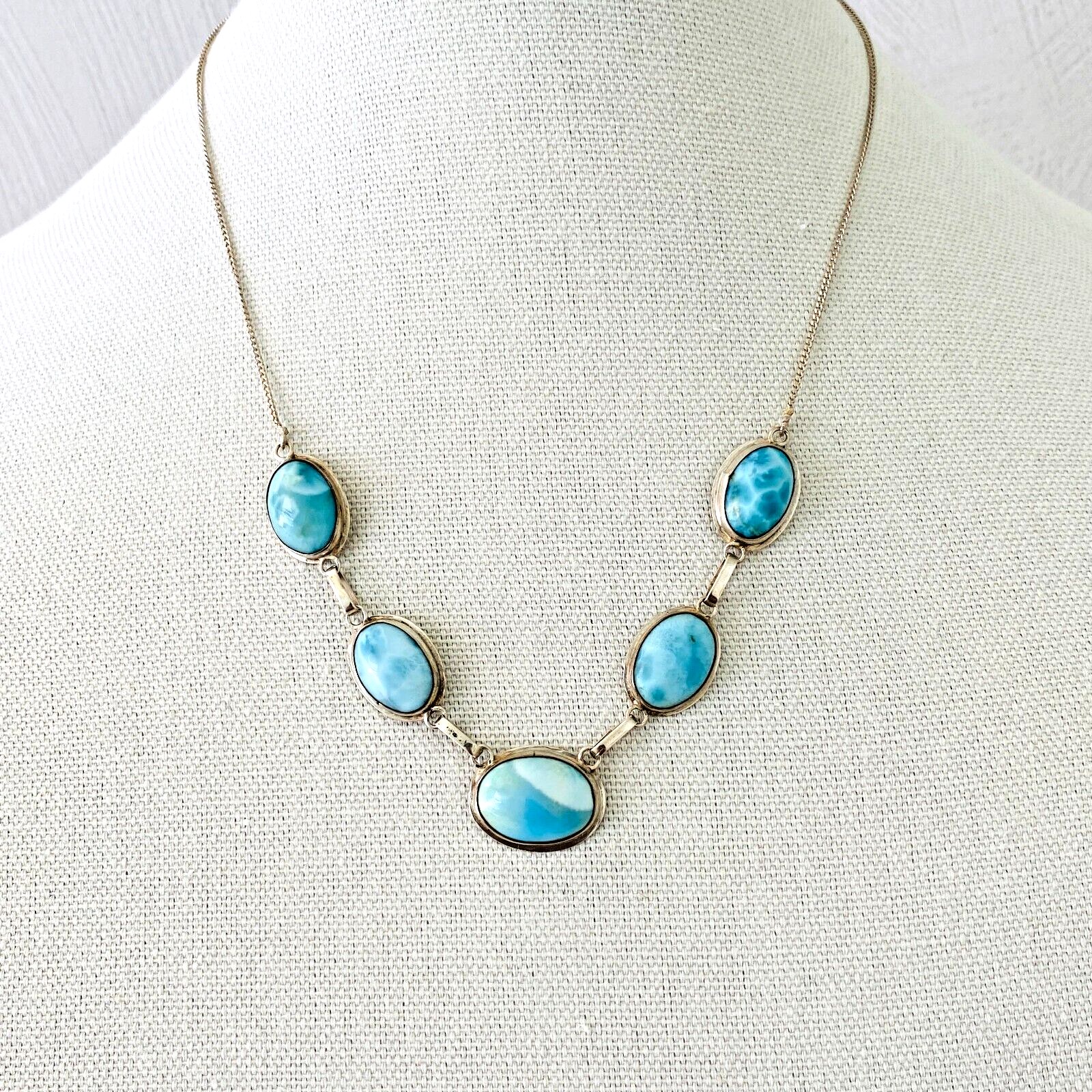 Larimar Cabochons Necklace 925