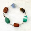 Modernist Sterling Silver Chunky Stone Pebbles Bracelet