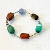 Modernist Sterling Silver Chunky Stone Pebbles Bracelet