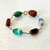 Modernist Sterling Silver Chunky Stone Pebbles Bracelet