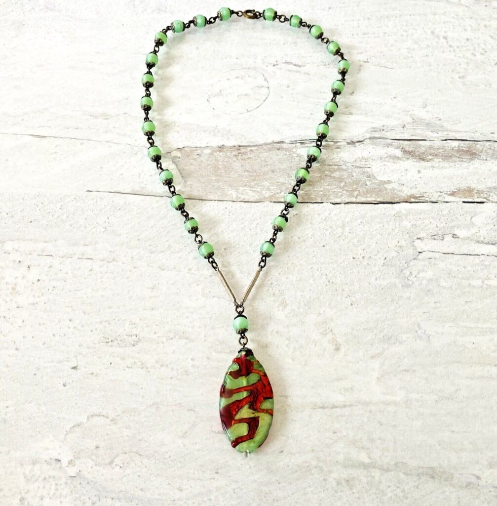 Czech Art Glass Pendant Necklace