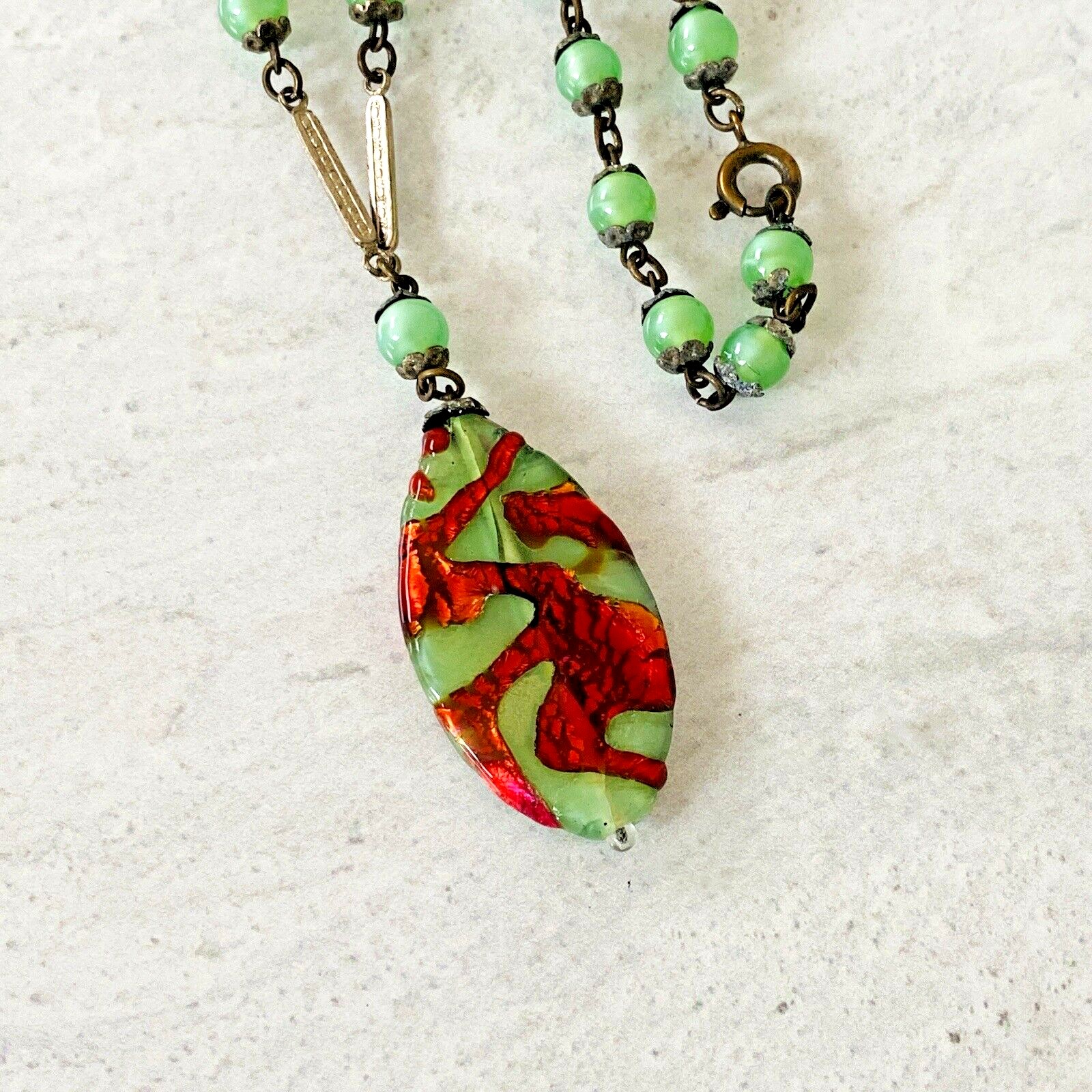Czech Art Glass Pendant Necklace