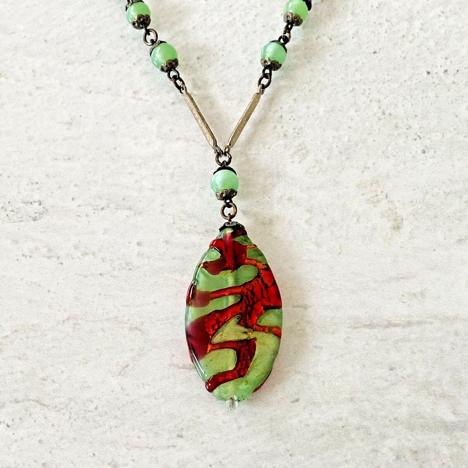 Czech Art Glass Pendant Necklace