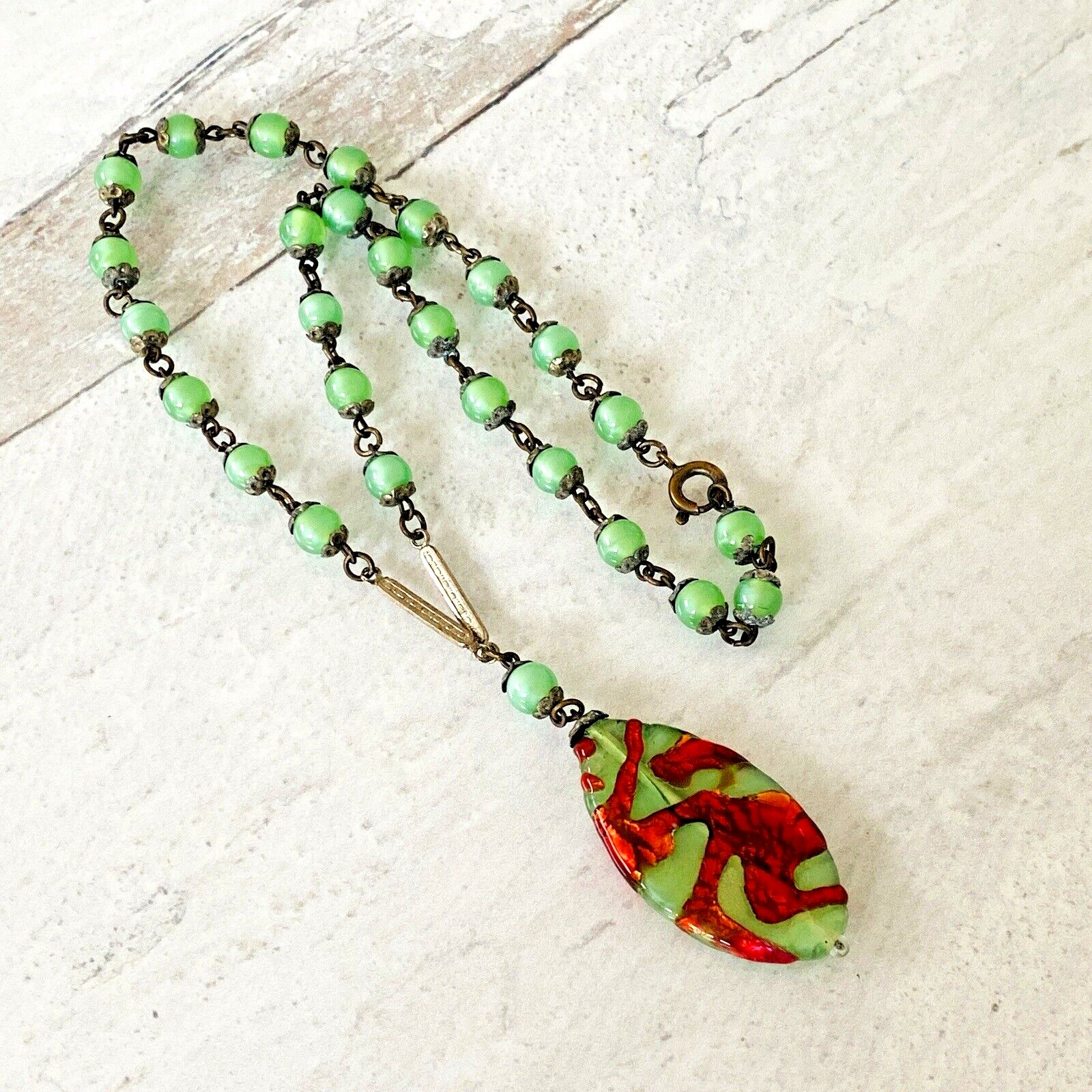 Czech Art Glass Pendant Necklace