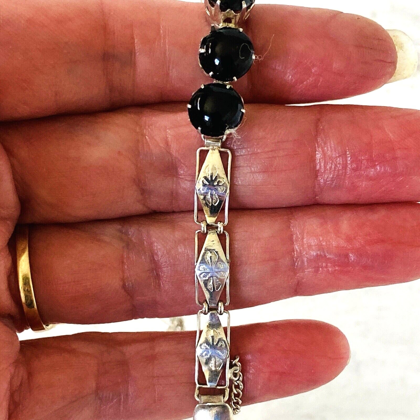Sterling Silver Black Onyx Line Bracelet