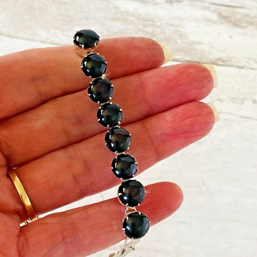 Southwestern Sterling Silver Black Onyx Line Bracelet