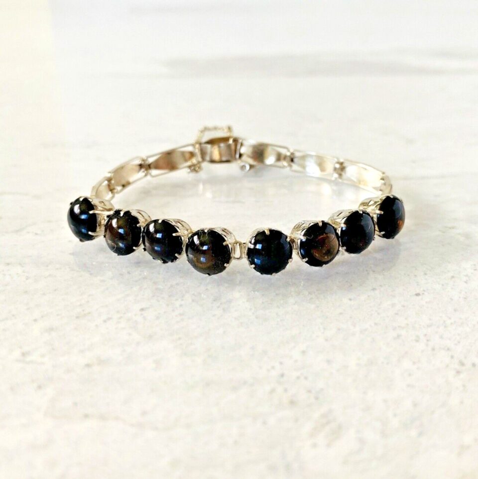 Sterling Silver Black Onyx Line Bracelet