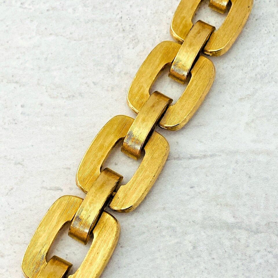 Monet Bold Textured Square Link Bracelet Gold Tone