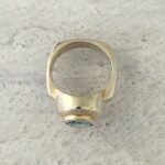 Vintage 3.4Ct Blue Topaz Sterling Silver Modernist Ring - Sz 5.25 - Signed BOMA - Square Shank