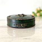 Victorian Revival Imitation Jet Carved Roses Jewelry Box