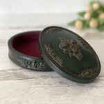 Victorian Revival Imitation Jet Carved Roses Jewelry Box