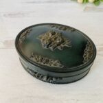 Victorian Revival Imitation Jet Carved Roses Jewelry Box