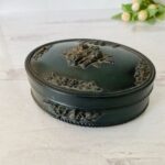 Victorian Revival Imitation Jet Carved Roses Jewelry Box