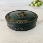 Victorian Revival Imitation Jet Carved Roses Jewelry Box