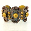 Vintage modernist copper brass wide panel link bracelet artisan 1960s
