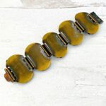 Vintage modernist copper brass wide panel link bracelet artisan 1960s