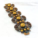 Vintage modernist copper brass wide panel link bracelet artisan 1960s