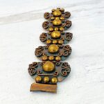 Vintage modernist copper brass wide panel link bracelet artisan 1960s