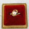 Vintage Retro Gold Over Sterling Silver Cultured Pearl Solitaire Ring