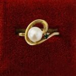 Vintage Retro Gold Over Sterling Silver Cultured Pearl Solitaire Ring