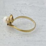 Vintage Retro Gold Over Sterling Silver Cultured Pearl Solitaire Ring