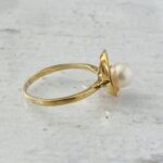 Vintage Retro Gold Over Sterling Silver Cultured Pearl Solitaire Ring